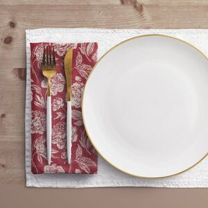 NWT Porter Anna- Crimson & Cream  Cotton Napkin 4-set, Peony